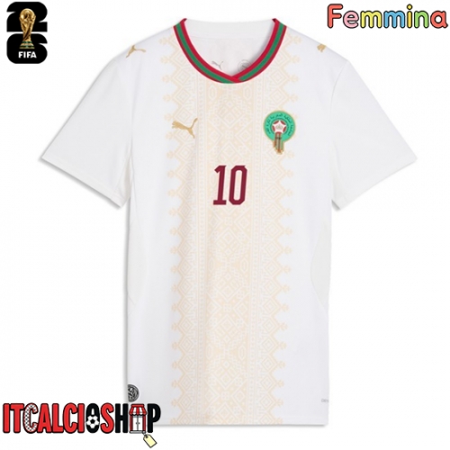 Marocco Brahim Diaz #10 Seconda Maglia Femmina Mondiali 2026 Manica Corta